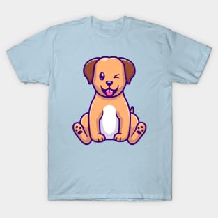 Cute Dog Sitting Cartoon T-Shirt